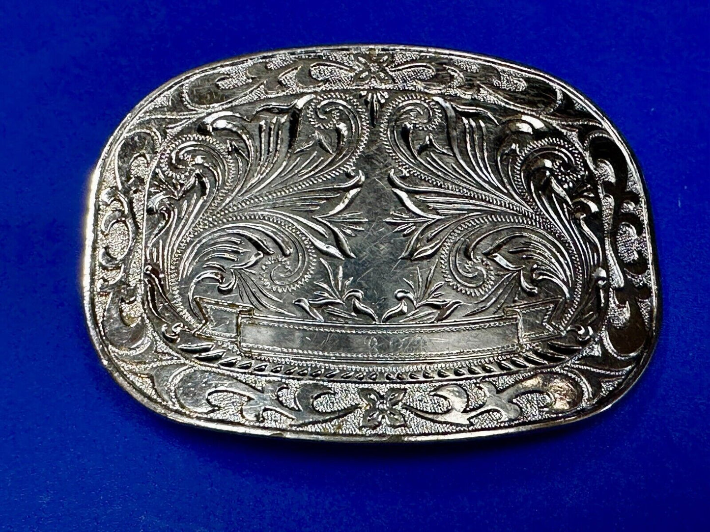 Vintage Award Ribbon Scroll Western Flower Swirl Design Used Belt Buckle
