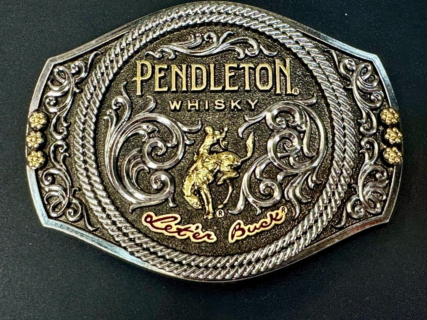 2021 Pendleton Whiskey Let'er Buck Rodeo Cowboy Montana Silversmiths Belt Buckle