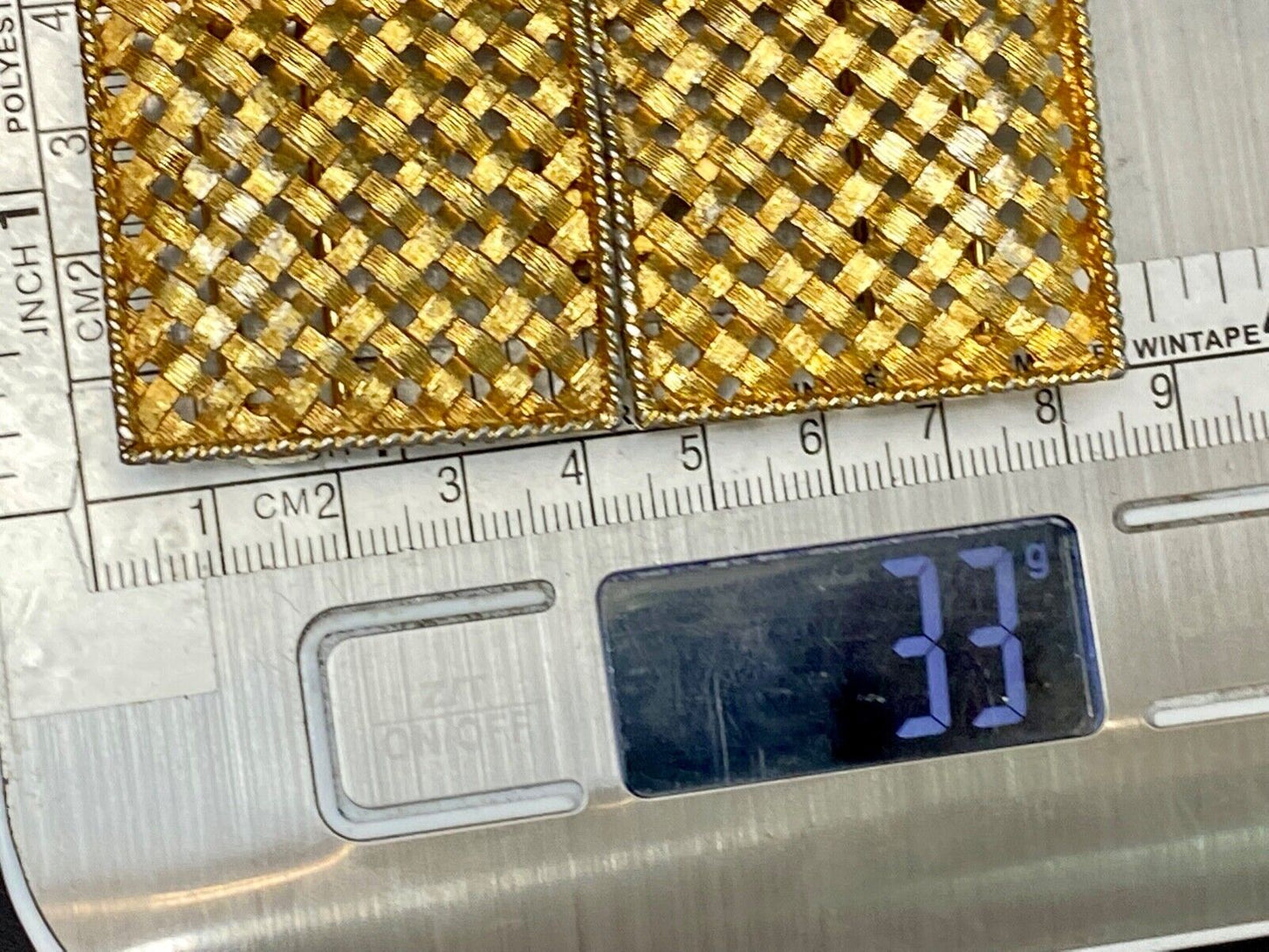 Basket Weave Pattern rectangular Interlocking two piece belt buckle
