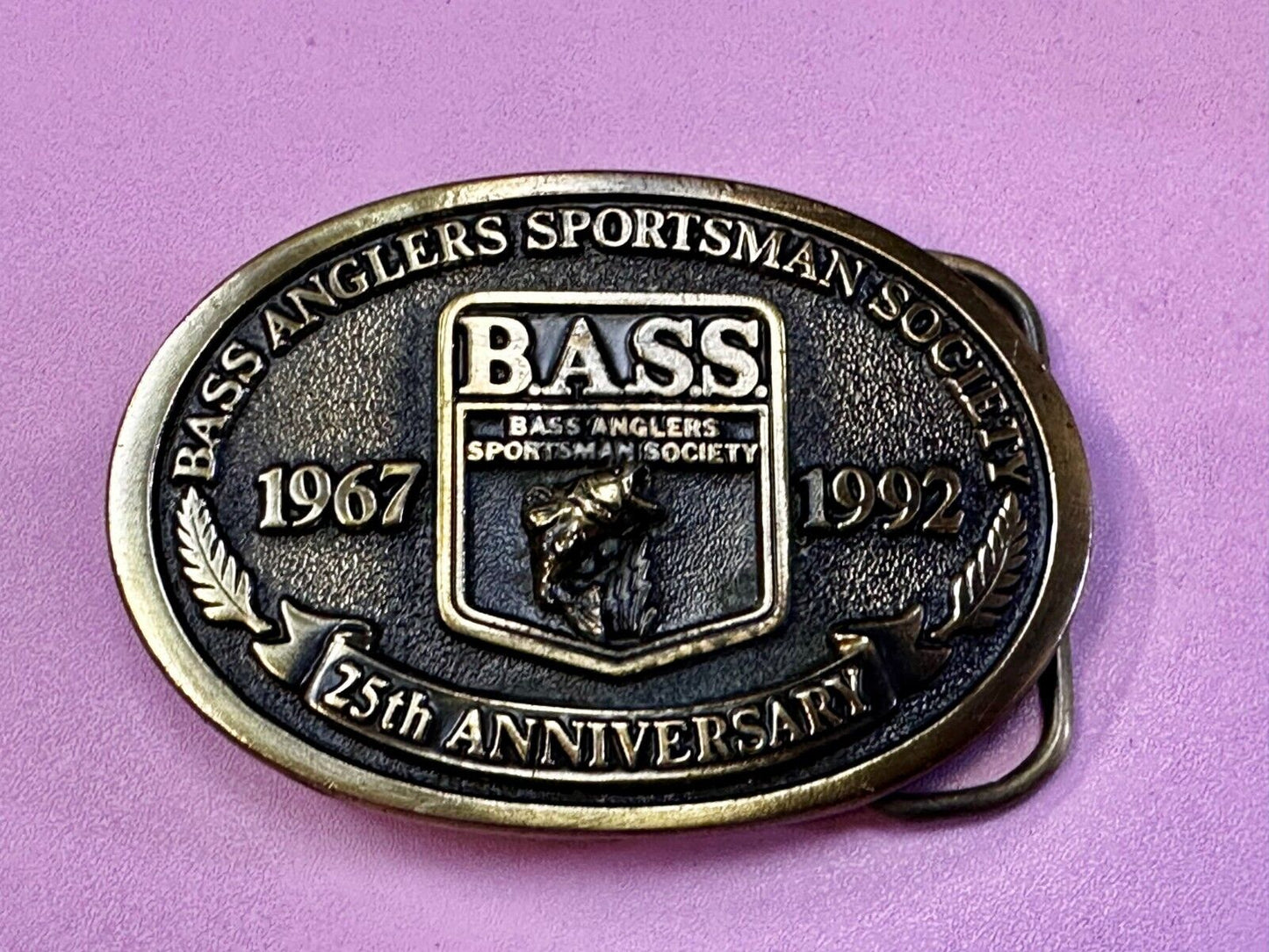 1992 Bass Anglers Sportsman Society Club 25th Anniversary Fishing Belt Buckle