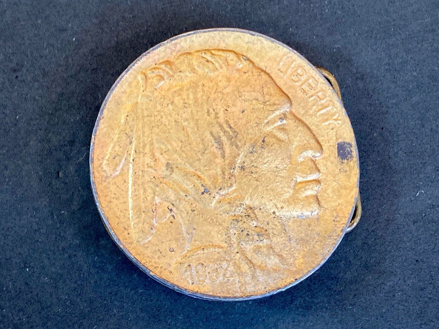 1976 Large Indian Head Penny Belt Buckle - Buffalo - Coin - Cent - Feather