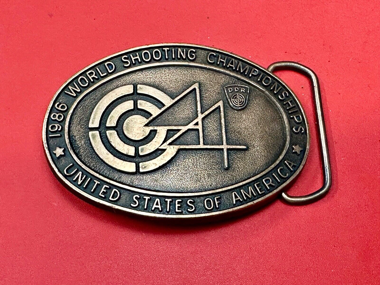 1986 Shooting TeamUSA World Shooting Championships Vintage belt buckle