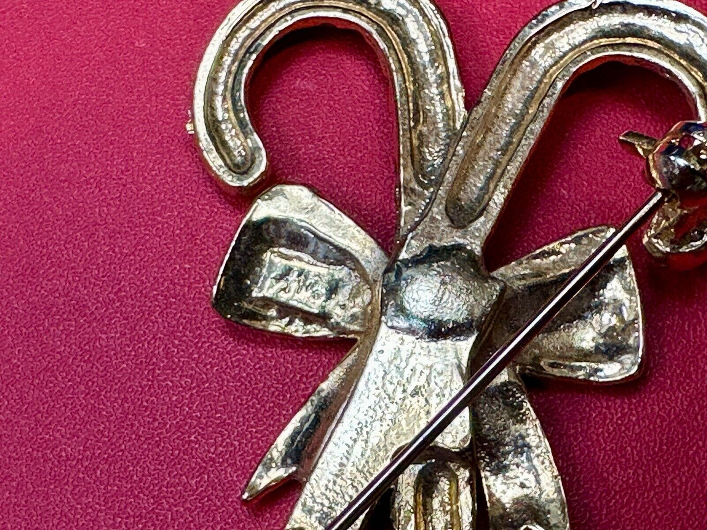 Vintage Candy Cain Pair with bow Christmas Holliday Brooch by AAI