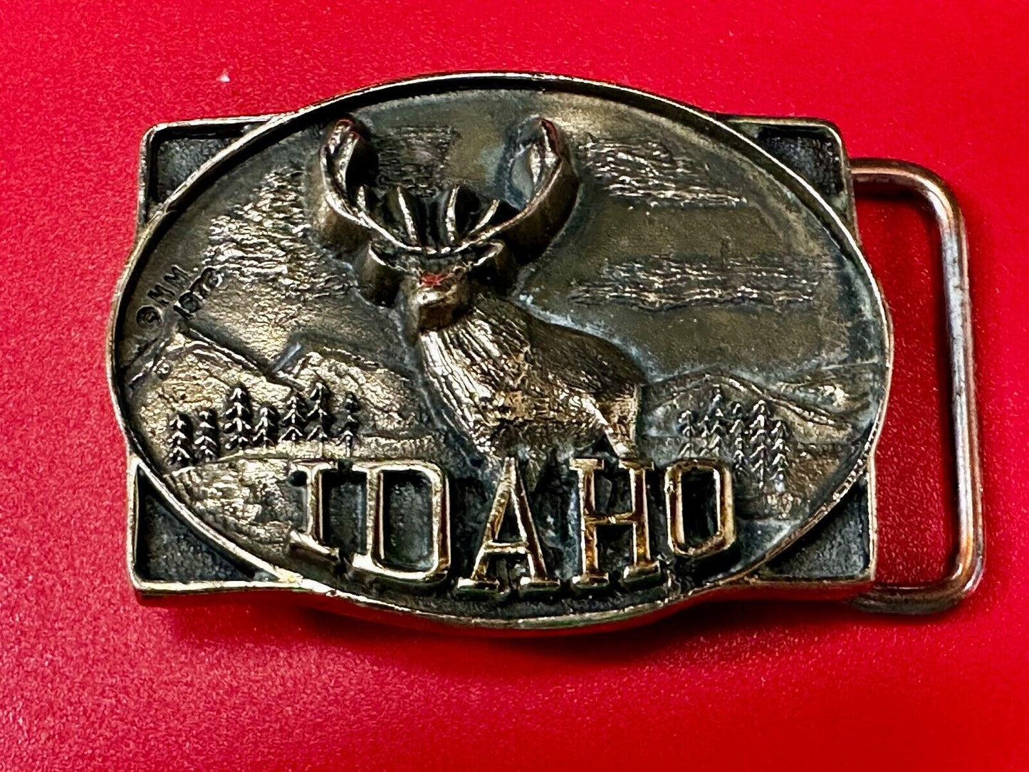 The State of Idaho Deer Buck Hunting Vtg. 1978 Small First Security Belt Buckle