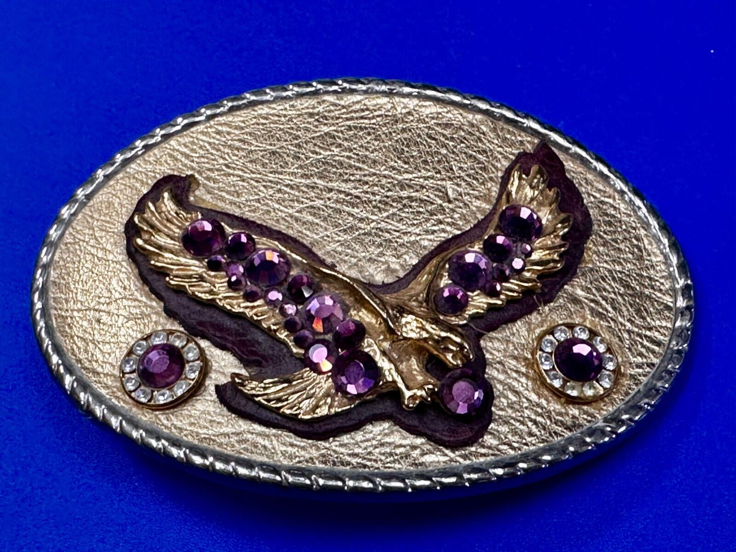 American Eagle Purple Crystal Studded Patriotic Belt Buckle by Michelle Monroe