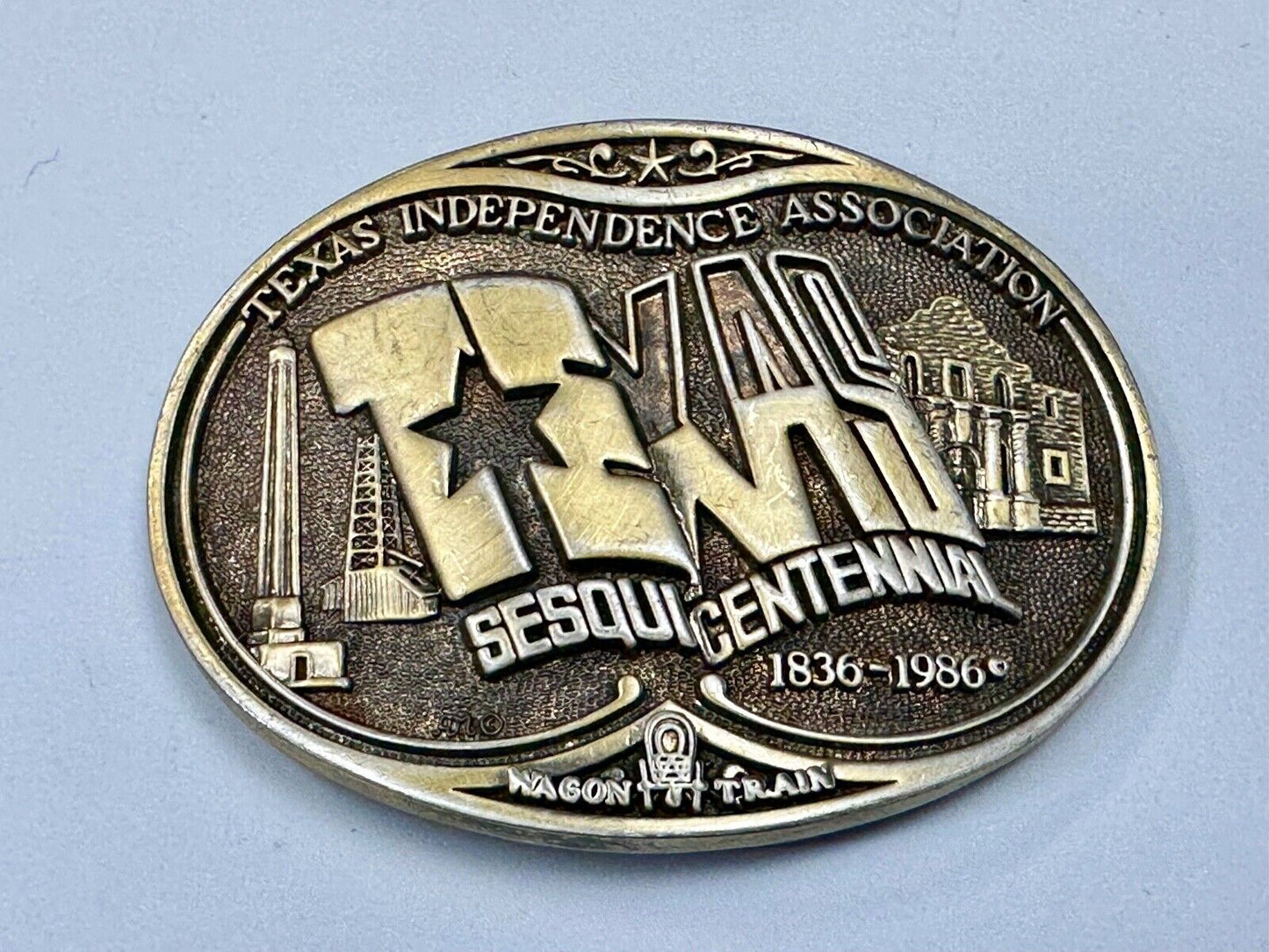 Texas State Sesquicentennial 150 year celebration solid brass ADM belt buckle