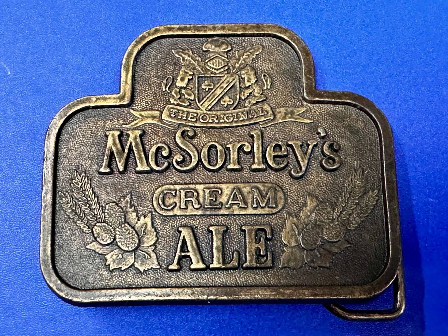 The Original Mc Sorley Cream Ale Brewing Company Advertisement Belt Buckle