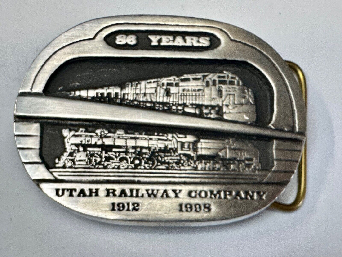 Utah Railway Co Vtg Train Railroad 86 Years - Gary Prazen Sculpture Belt Buckle