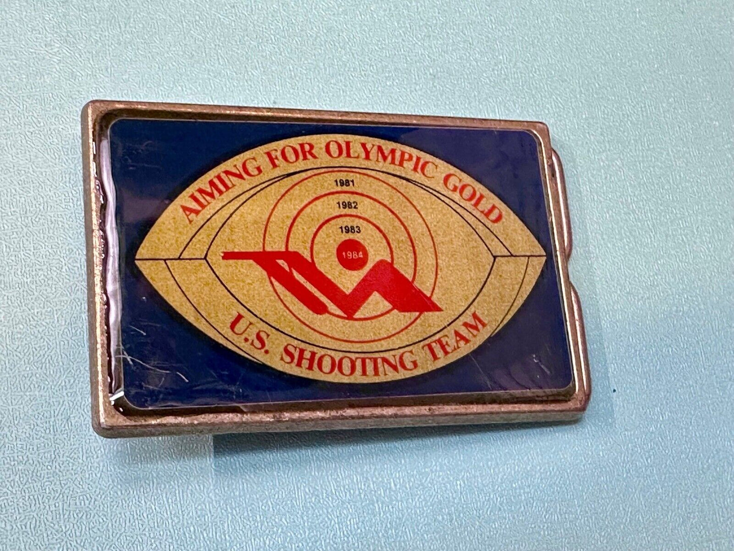 Aiming for Olympic gold - Los Angeles 1984 US shooting Team belt buckle