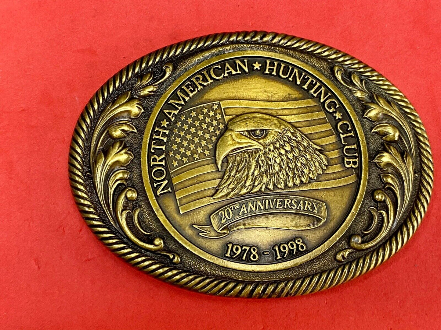 Vintage 1998 North American hunting club 20th anniversary belt buckle