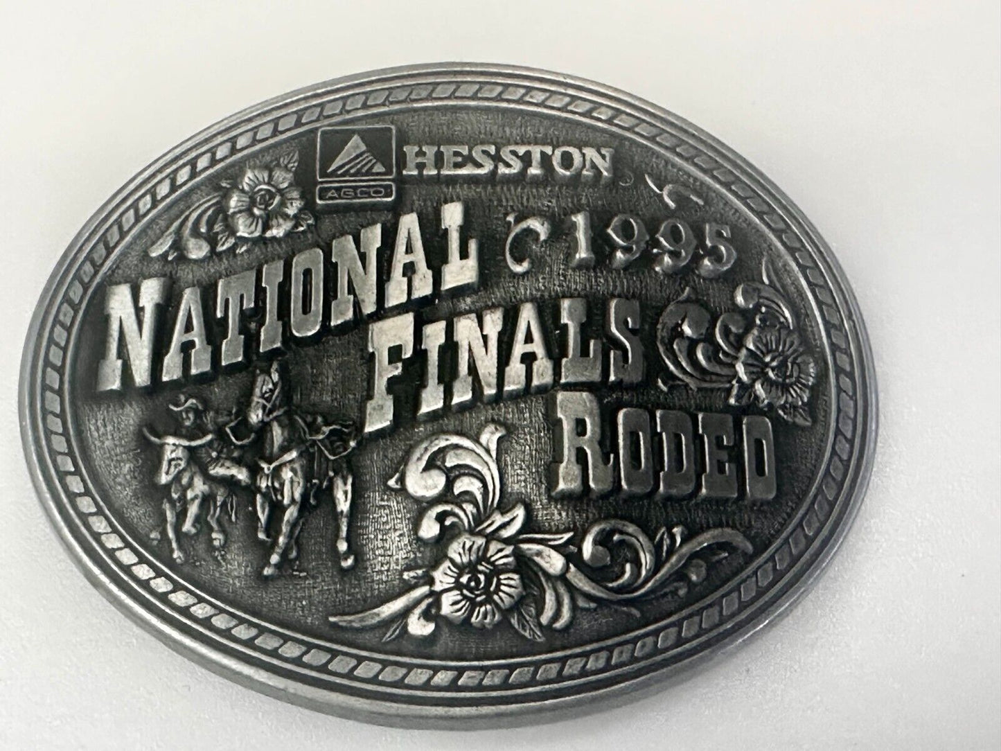 1995 ADM Hesston NFR National Finals Rodeo Cowboys Western Belt Buckle