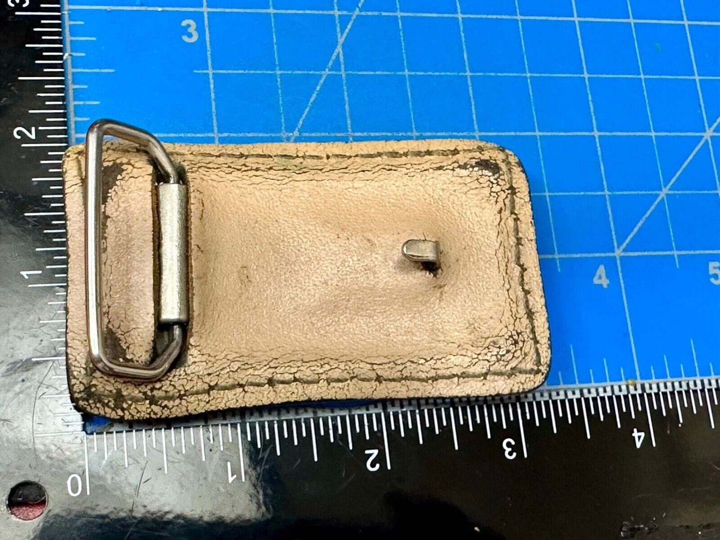 Vintage brown leather stitched Belt Buckle - to wear or restore