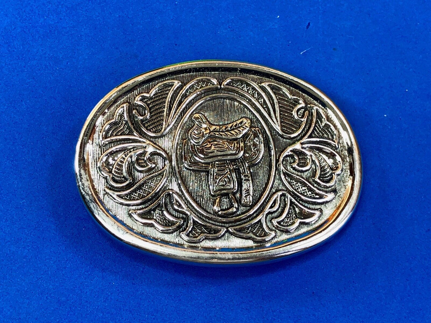 Vintage Horse Cowboy Cowgirls Rising Saddle Belt Buckle Signed Avon