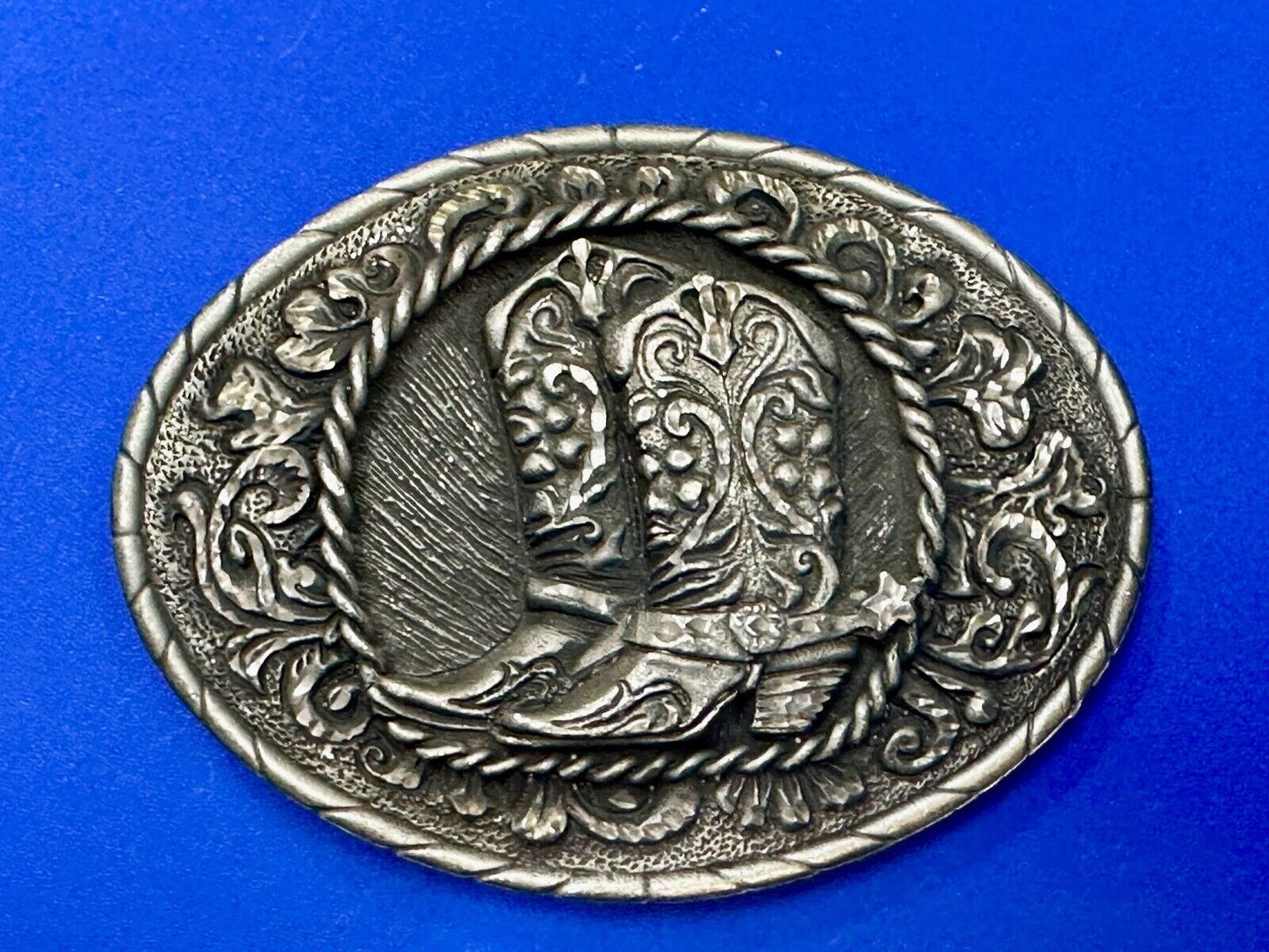 Vintage EGE '93 Rattlesnake Diamond Cut Pewter Belt Buckle Made In the USA