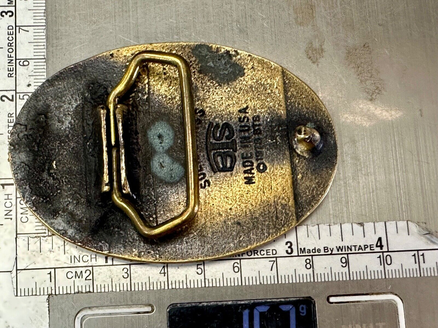 Vintage Boeing Electronics Inc Solid Brass BTS 1978 belt buckle Star Emblem