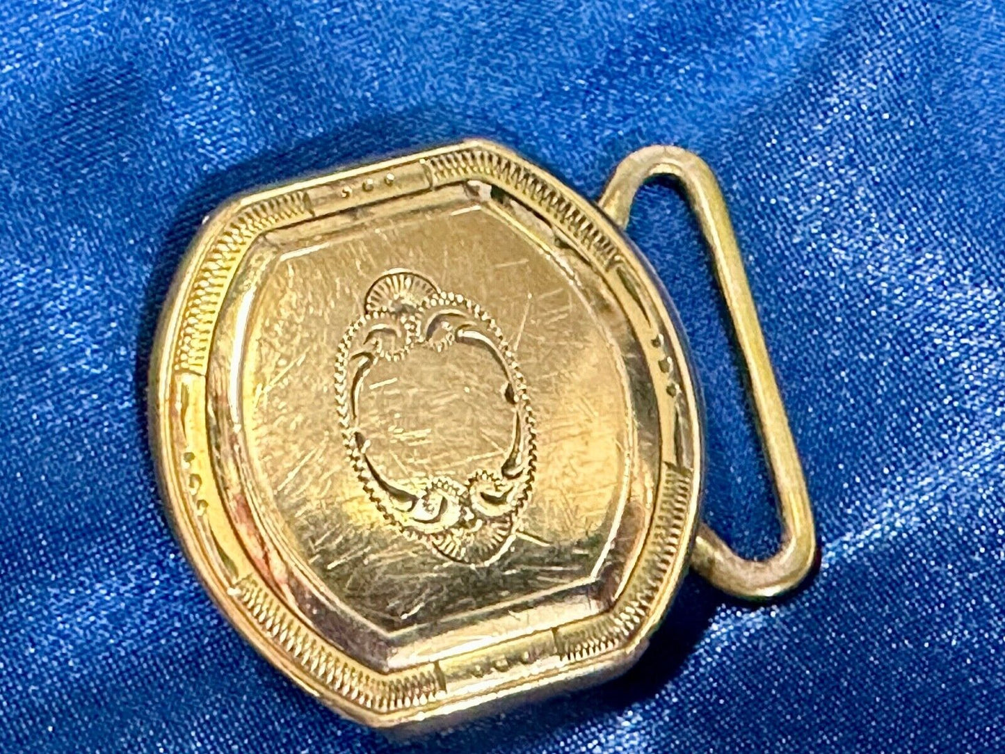 Art Deco gold filled 1/20 over plate Belt Buckle ready to engrave initial letter
