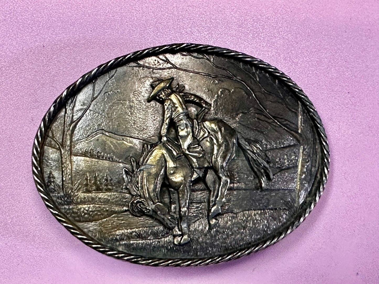 Vintage 1980's Cowboy Saddle Bronc The Great American Belt Buckle Co