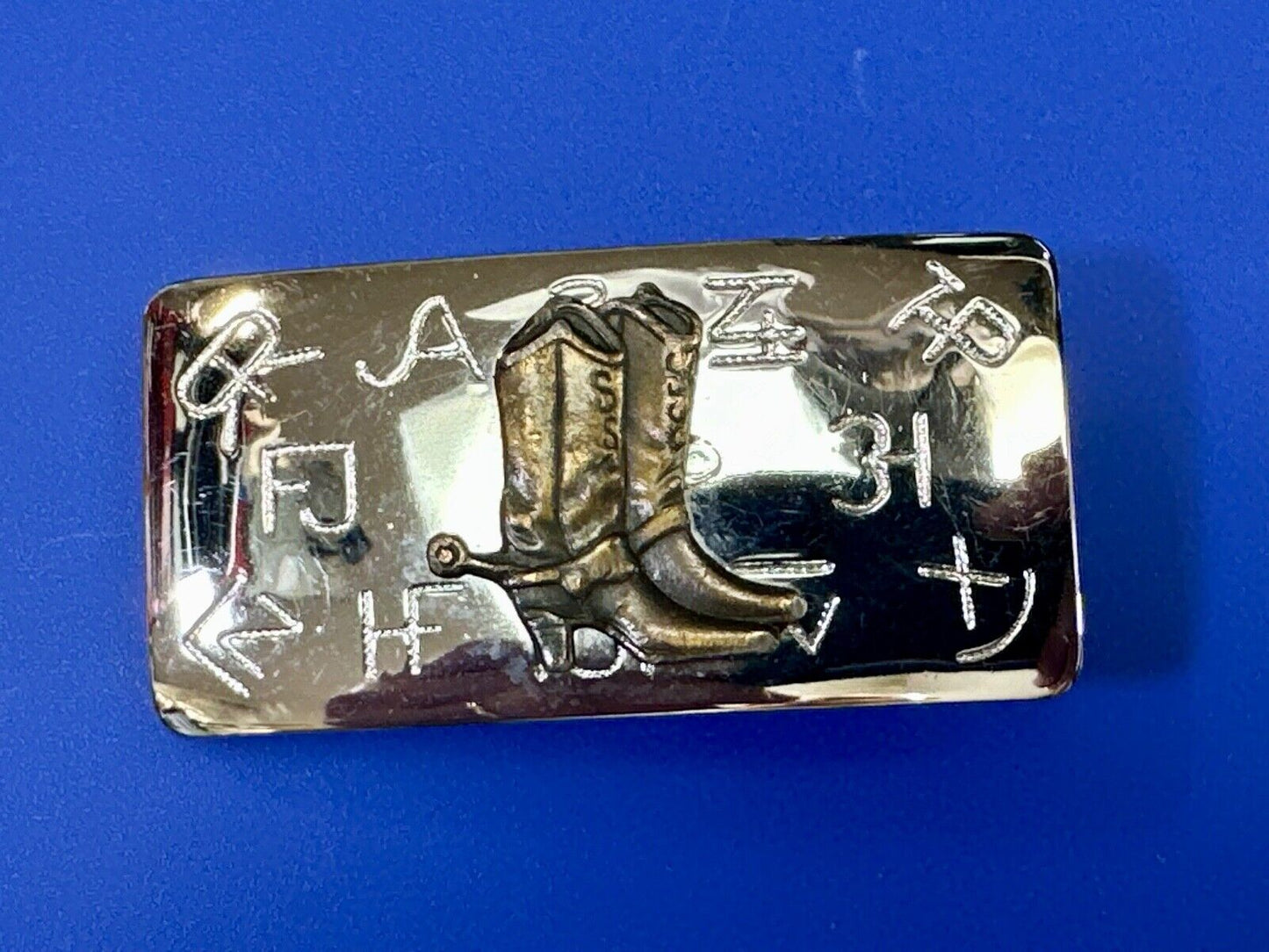 Vintage Chambers Brand Western Cowboy boots & Branding Symbols belt buckle