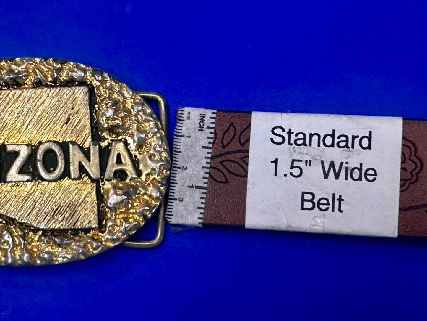 ARIZONA State Map Gold Nugget Panning Themed Metal Vintage Belt Buckle