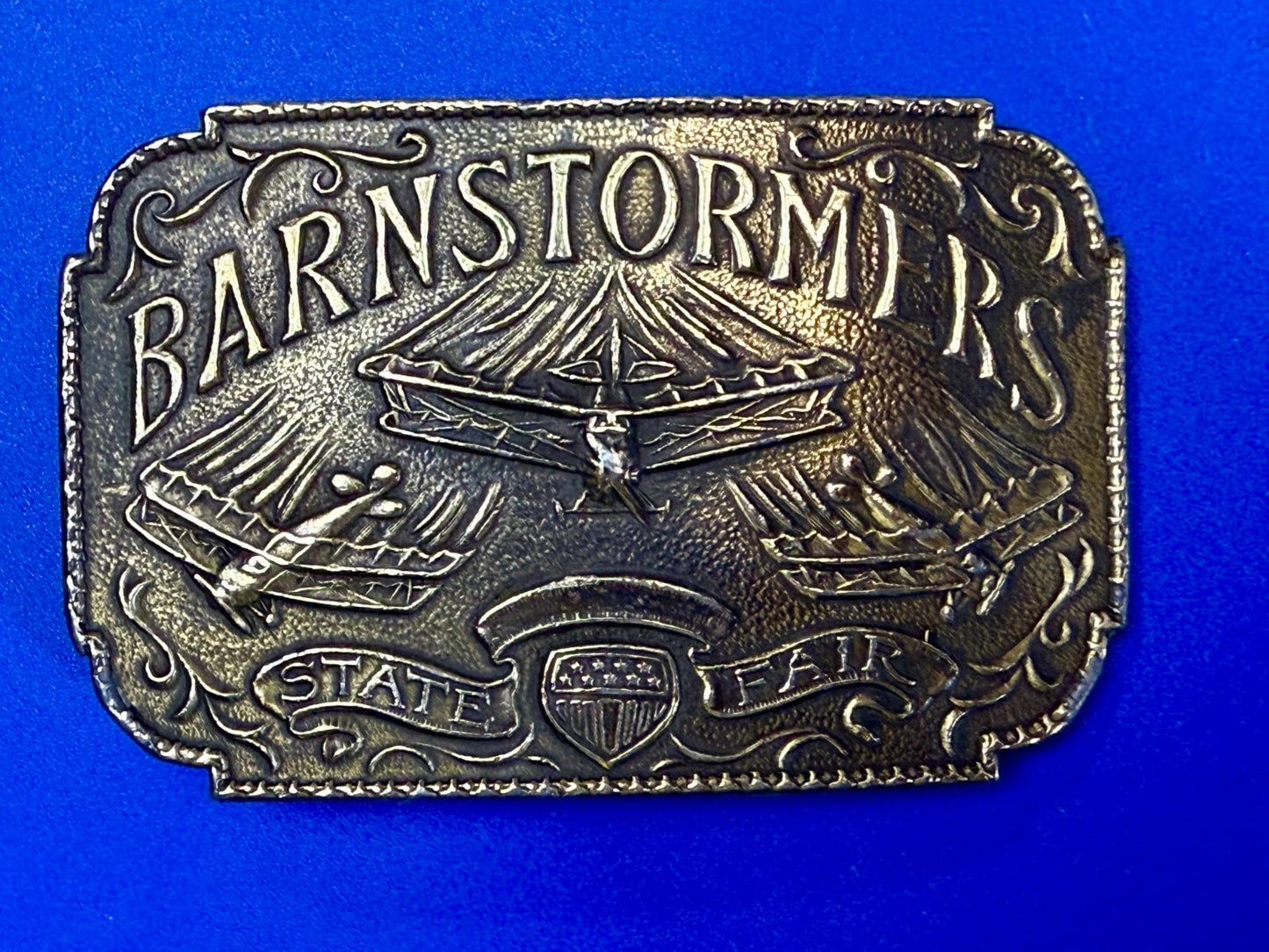 Barnstormers State Fair Show Bi Plane Fixed Wing Aircraft Lewis Belt Buckle