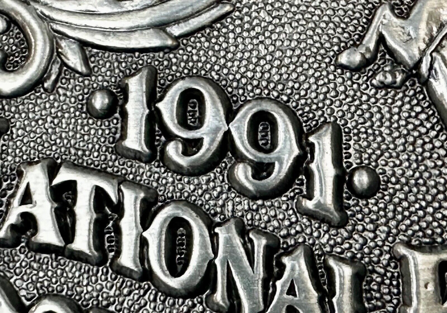 1991 NFR National Finals Rodeo NOS Youth Size ADM Commemorative Belt Buckle