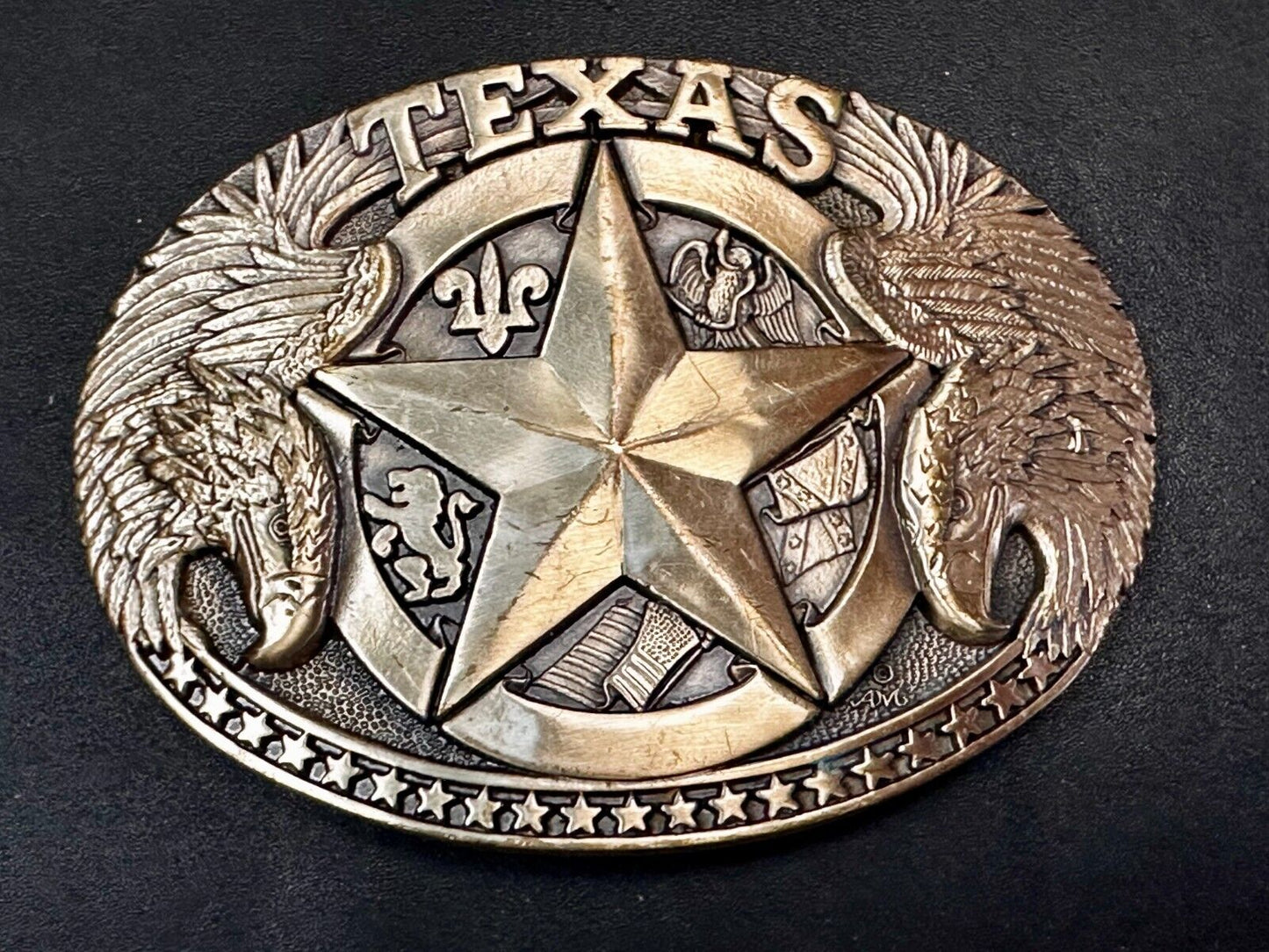 The Texas Lone Star Eagles Flag Solid Brass Award Design Medals Belt Buckle
