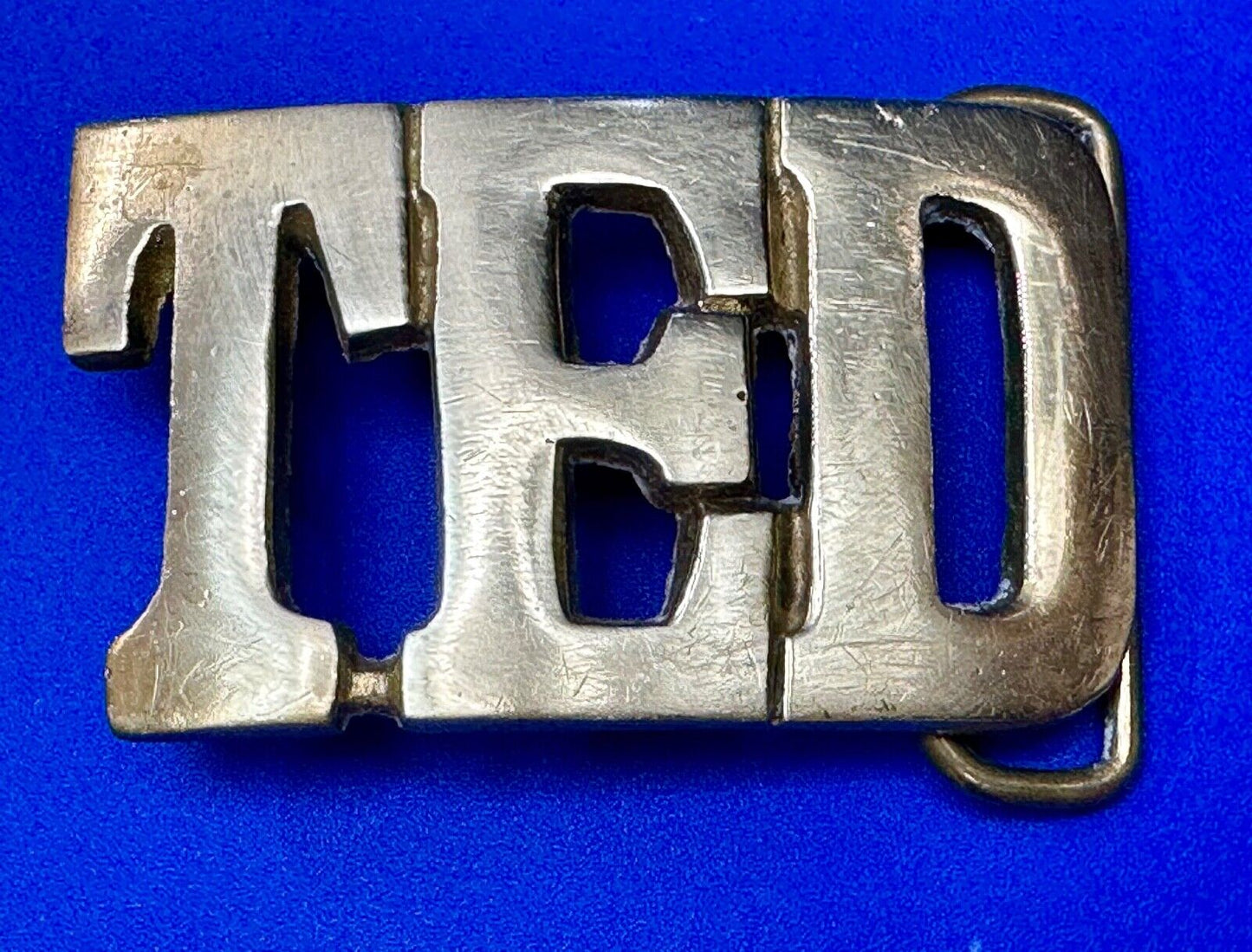 TED Custom Name in Cutout block letters solid brass Baron belt buckle