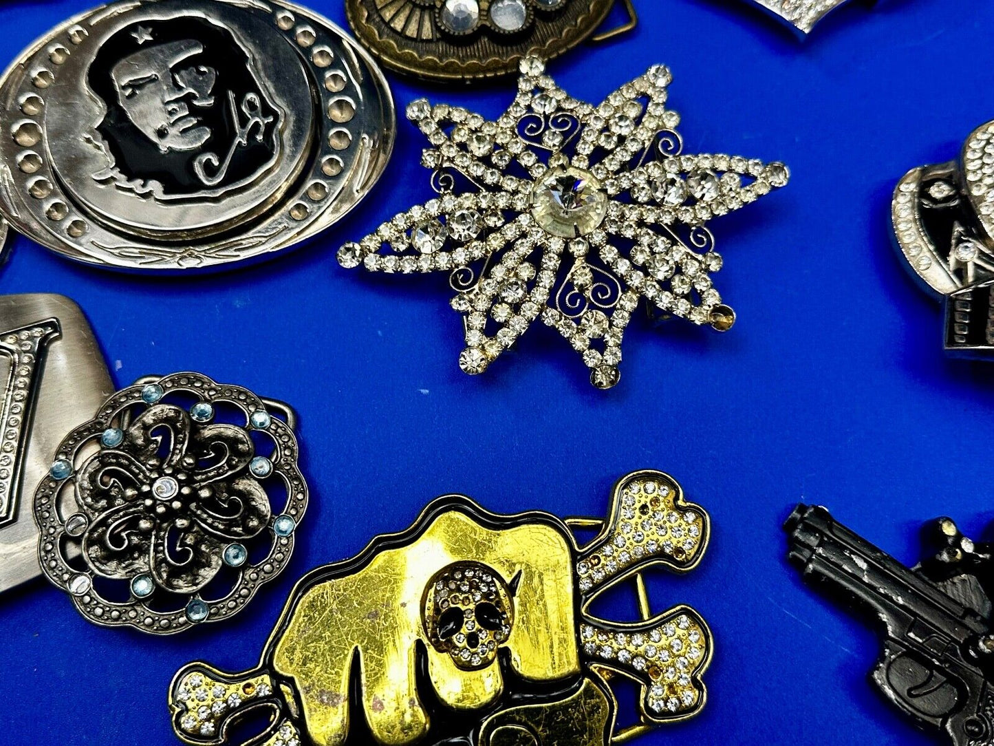 21 Bulk Lot Junk Drawer Grab Bag of REPAIR Belt Buckle - Missing Rhinestone's