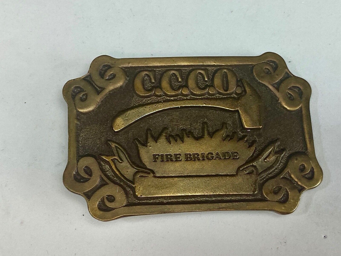 Vintage 1977 C.C.C.O. Fire Fighters Brigade belt buckle by Adezy Denver