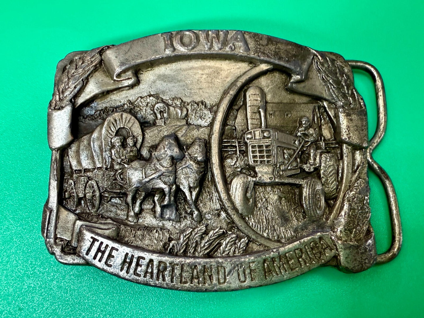 The Great State of Iowa The Heartland of America Vintage Siskiyou Belt Buckle