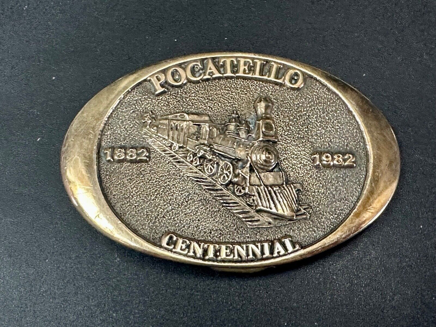 1982 Pocatello Idaho Train Centennial Solid Bronze Western Heritage Belt Buckle