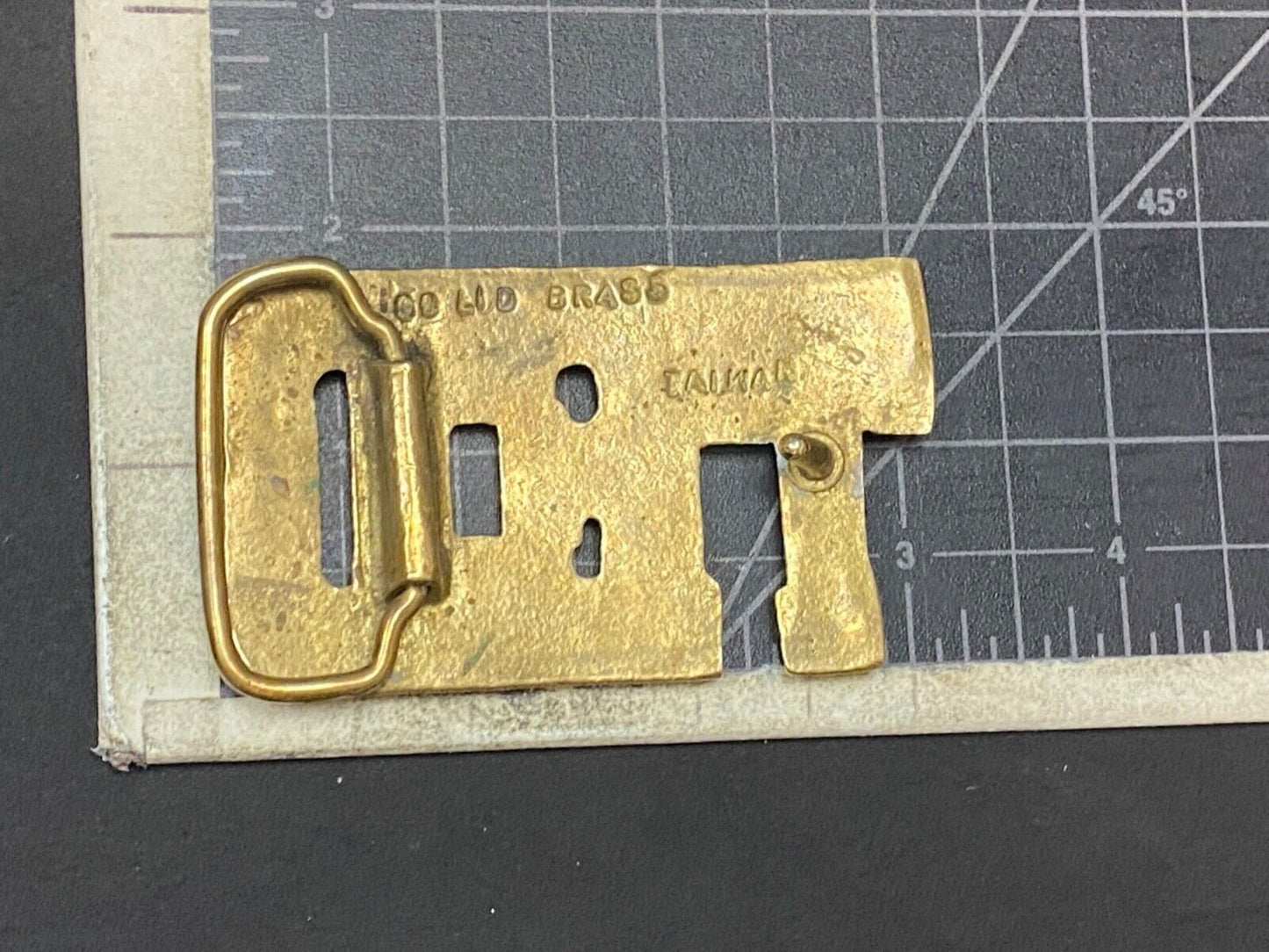 Ted - Name In Cutout Block Letters Solid Brass Belt Buckle Marked Taiwan Roc