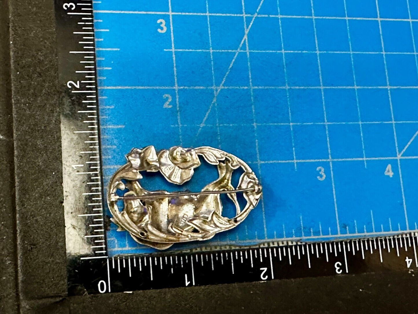 Taurus Bull 2" Wide Green Eyes -9 25 Sterling Silver Vintage Brooch by Otis