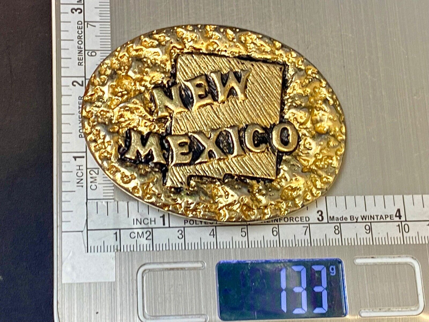 The Great State Of New Mexico Gold Tone Chunky Vintage Belt Buckle