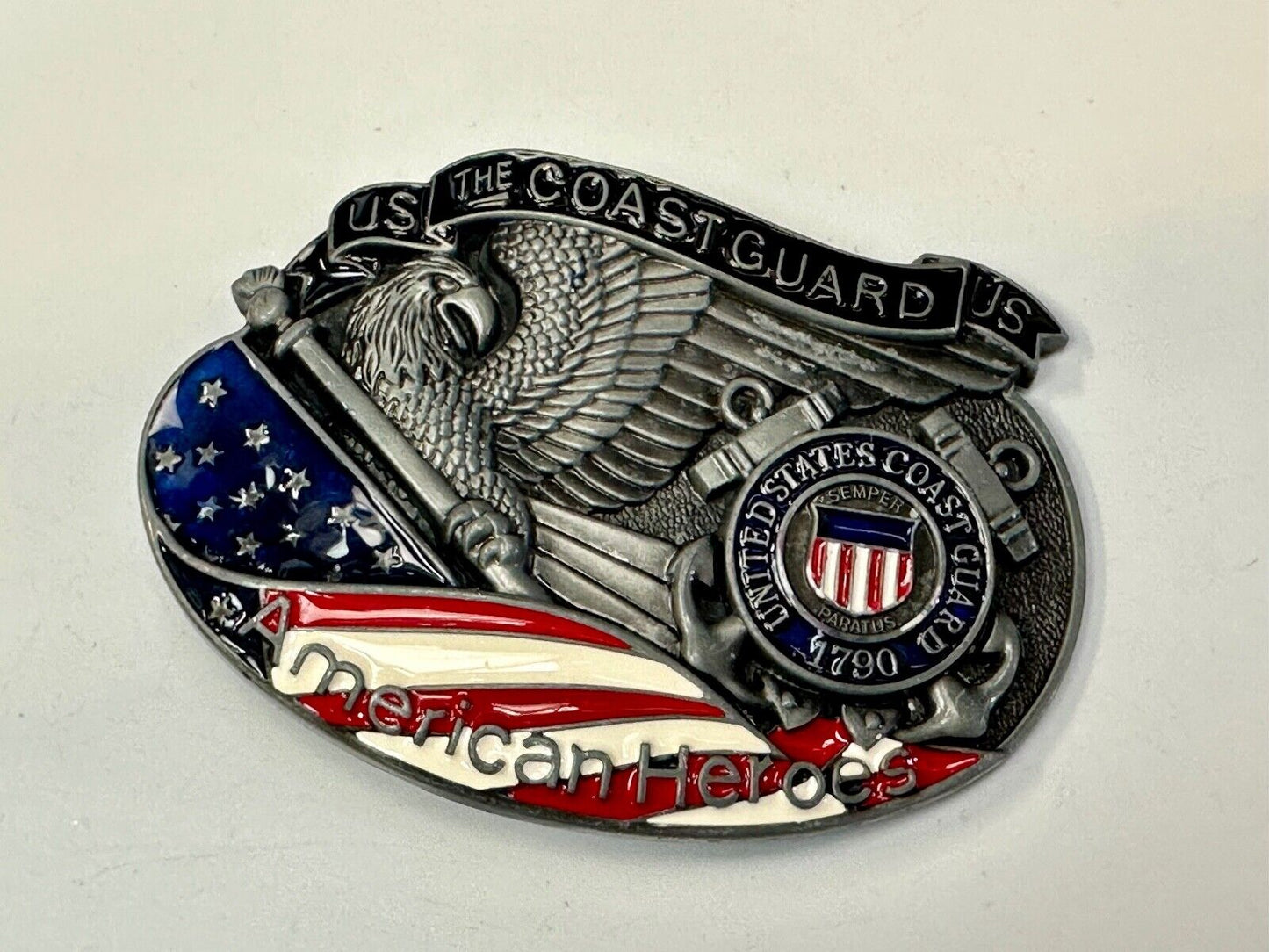 The US Coastguard raised dimensional belt buckle America's Heroes