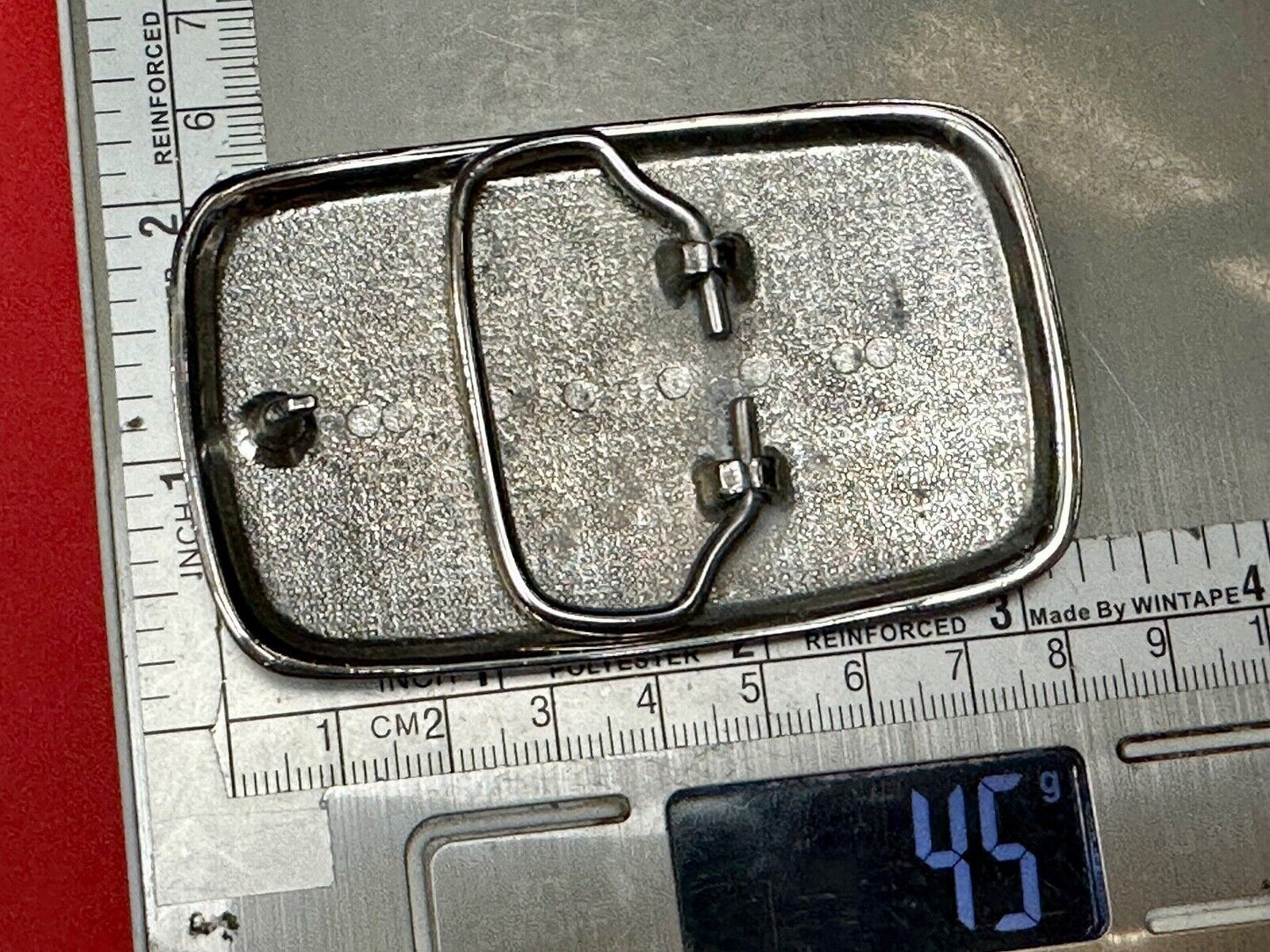 unique silver tone weave pattern western belt buckle