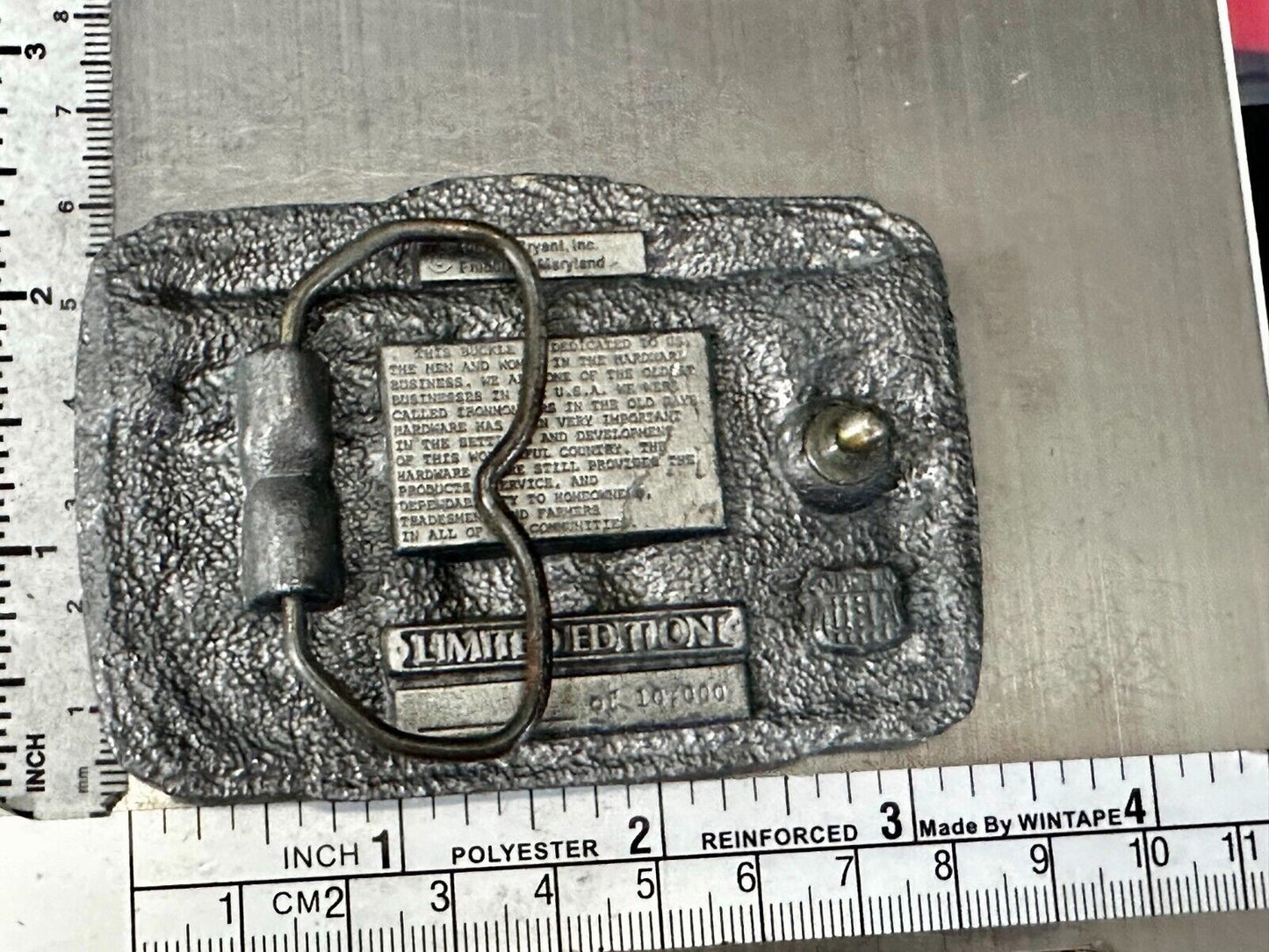 The Hardware Store - Quality Service Dependability Commemorate 1987 Belt Buckle