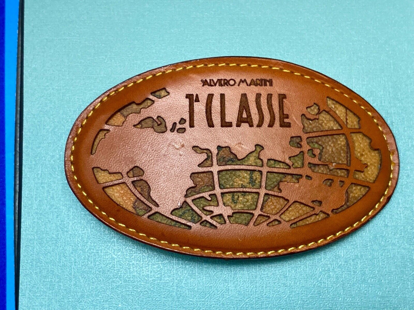 TILASSE Alviero Martini Leather Oval Snake Skin inlaid Belt Buckle made in Italy