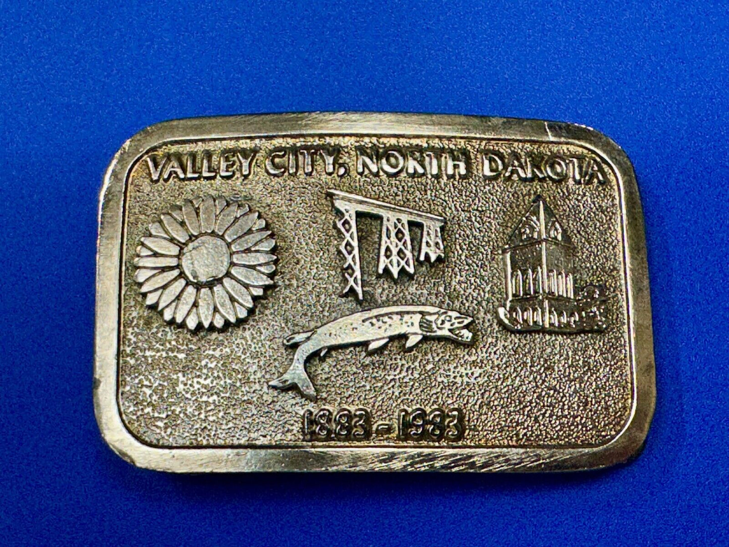 Vintage 1983 Valley City City State Commemorative North Dakota belt buckle