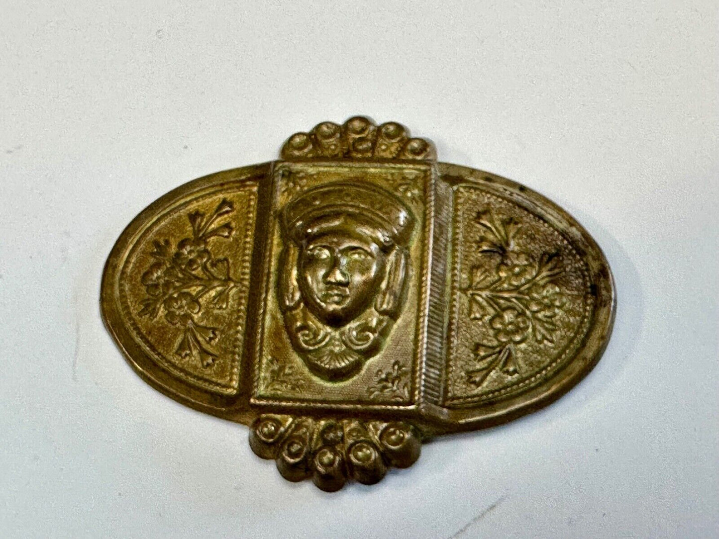 Antique Head Bust Belt Ornament - buckle slide clip - unknown to me! Victorian?