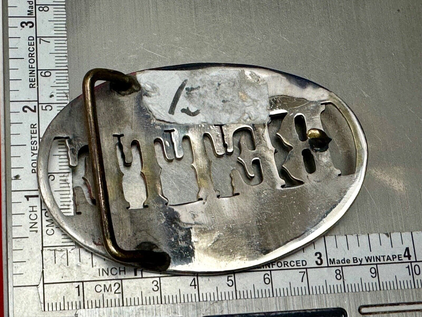 BETTE - custom name on western two tone cutout see through vintage belt buckle