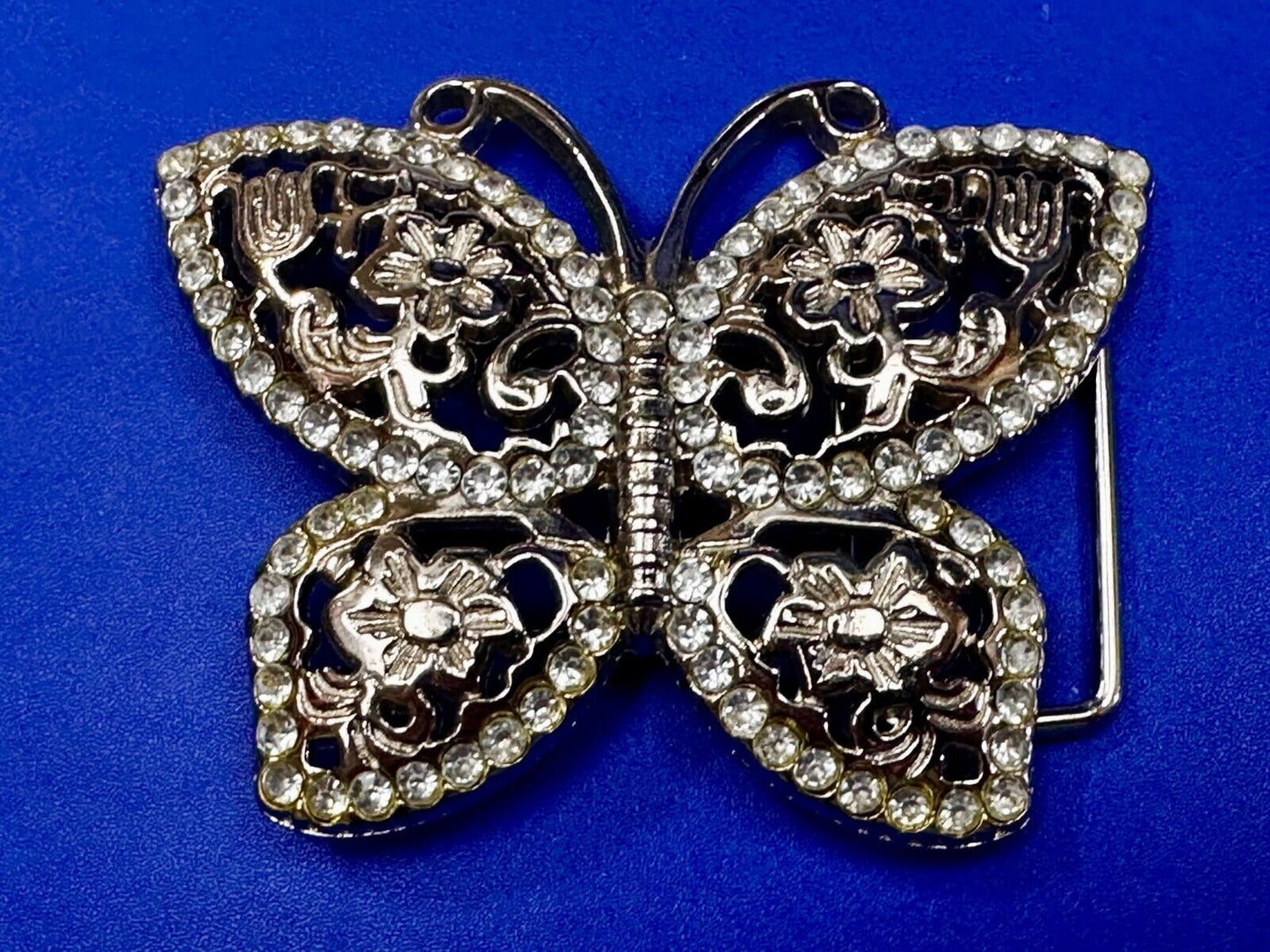Beautiful Sparkling Butterfly Rhinestone Covered See Through Hippy Belt Buckle