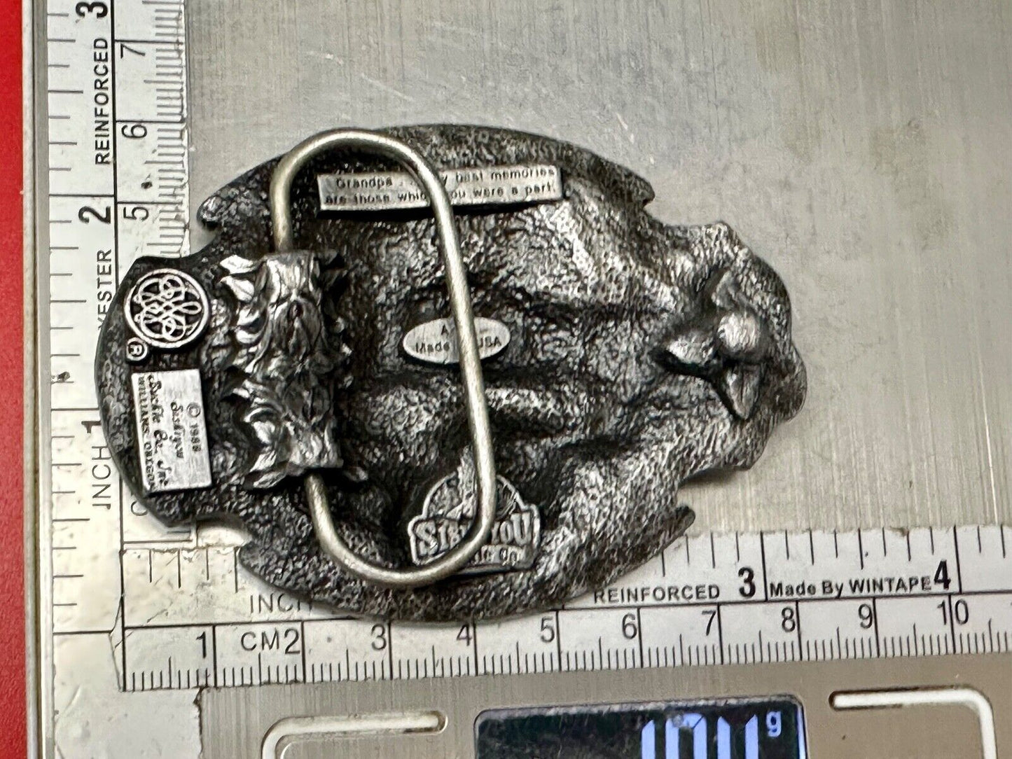 1988 Deep Cast Pewter " GRANDPA " Belt BUCKLE ~ # A-80 by Siskiyou Made in USA