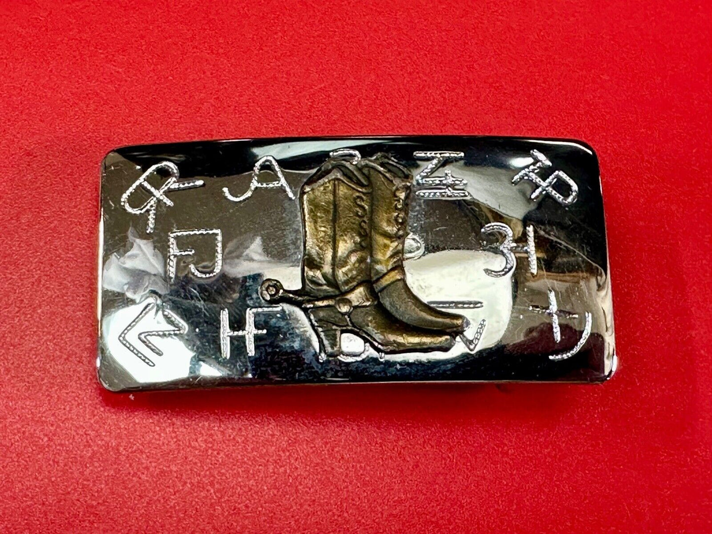 Vintage Chambers Brand Western Cowboy boots & Branding Symbols belt buckle