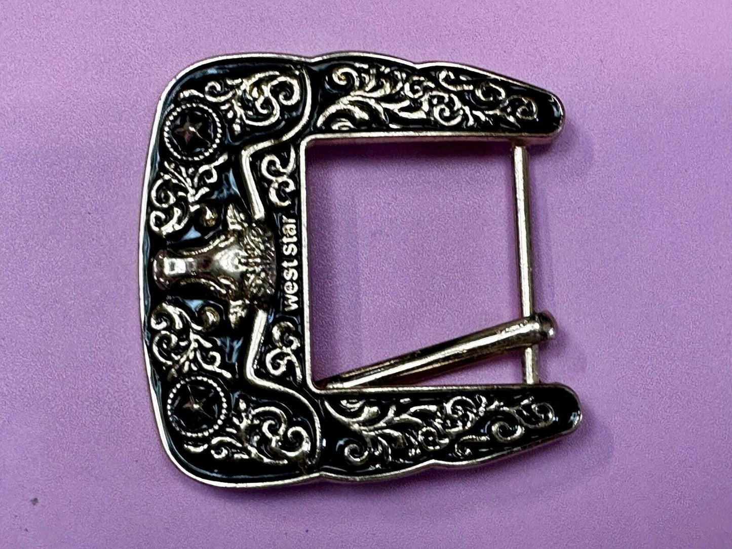 Texas Ranger Style Longhorn Vintage Replacement Dress Belt Buckle West Star