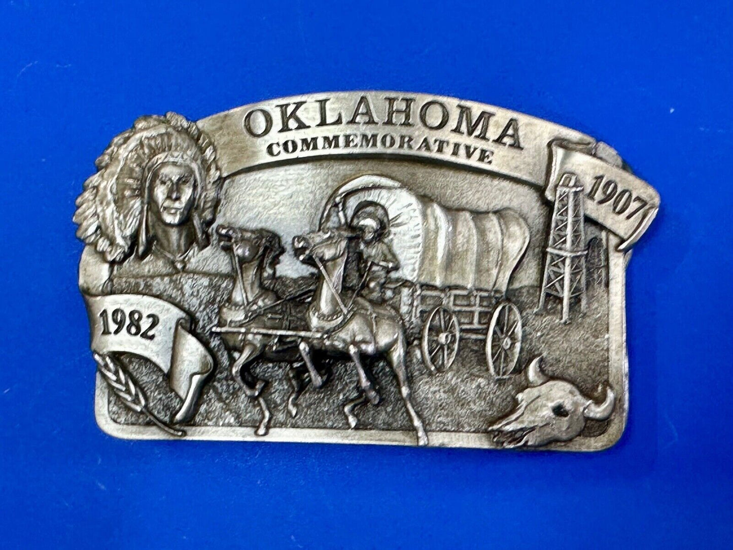 1982 Oklahoma State Commemorative Series limited belt buckle by Arroyo Grande