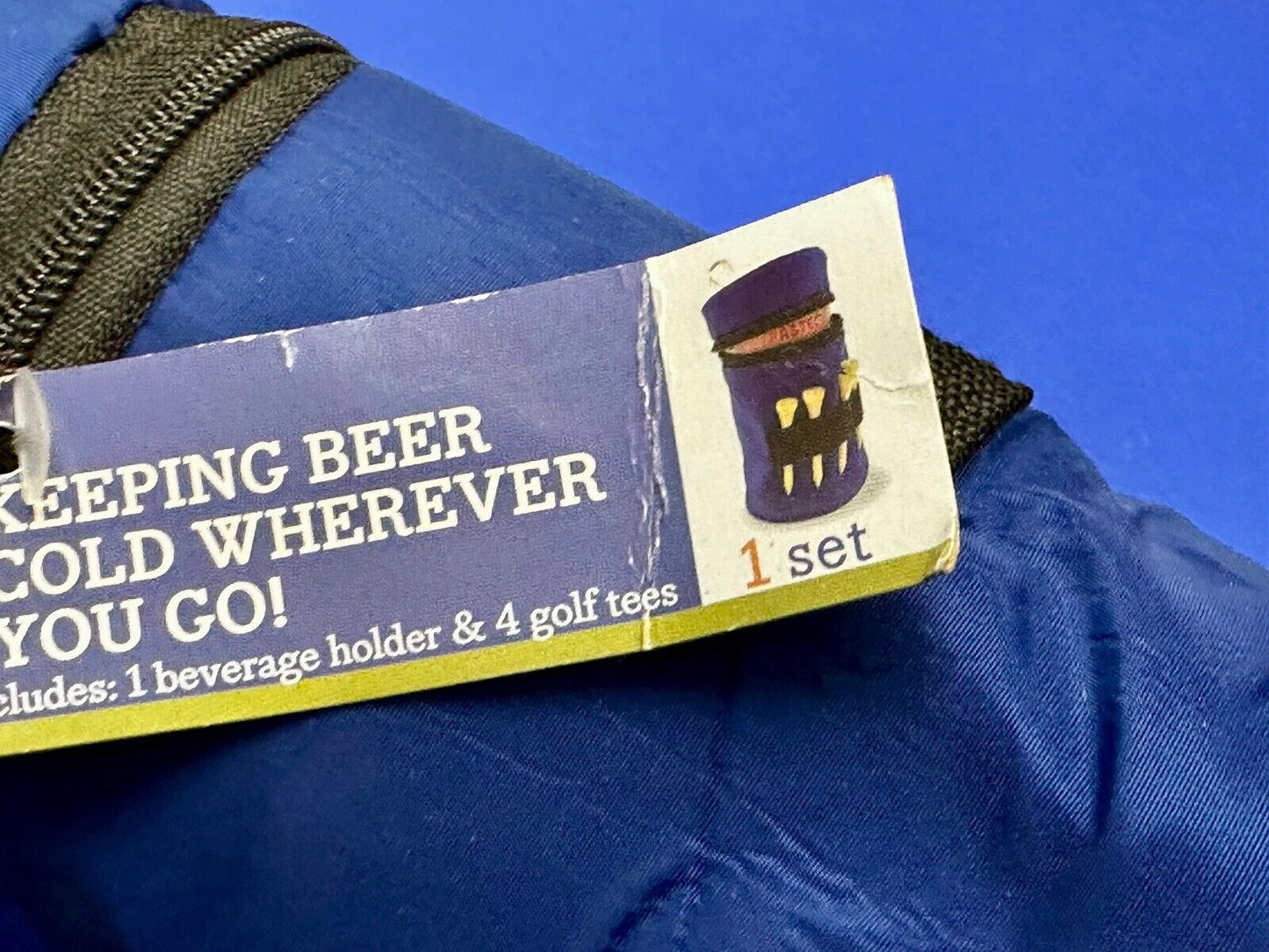 Beer Cooler Insulator & Golf Tee's for Game Course Keychain Key Ring Chain