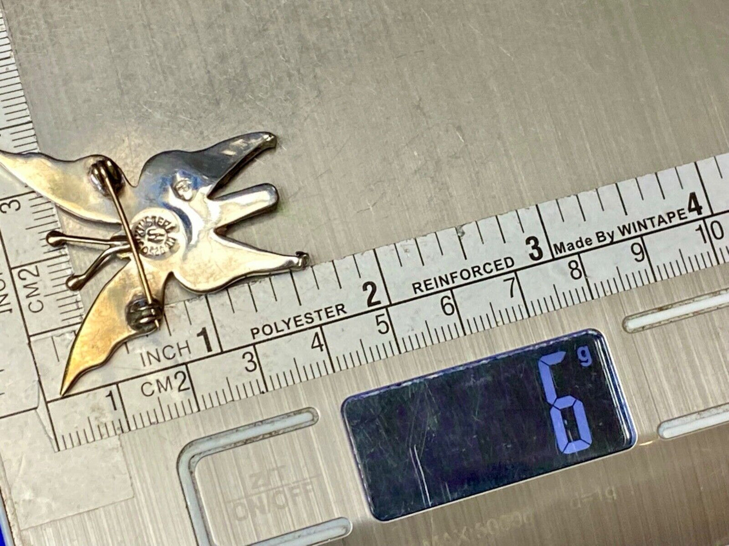 Vintage Butterfly Sterling Silver 925 Brooch Pin Mother Of Pearl Abalone Mexico