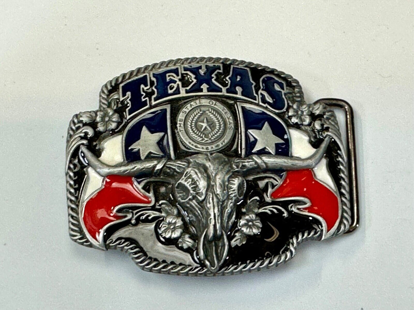 Texas longhorn - Raised dimensional everything tx belt buckle - Star Flag Rodeo
