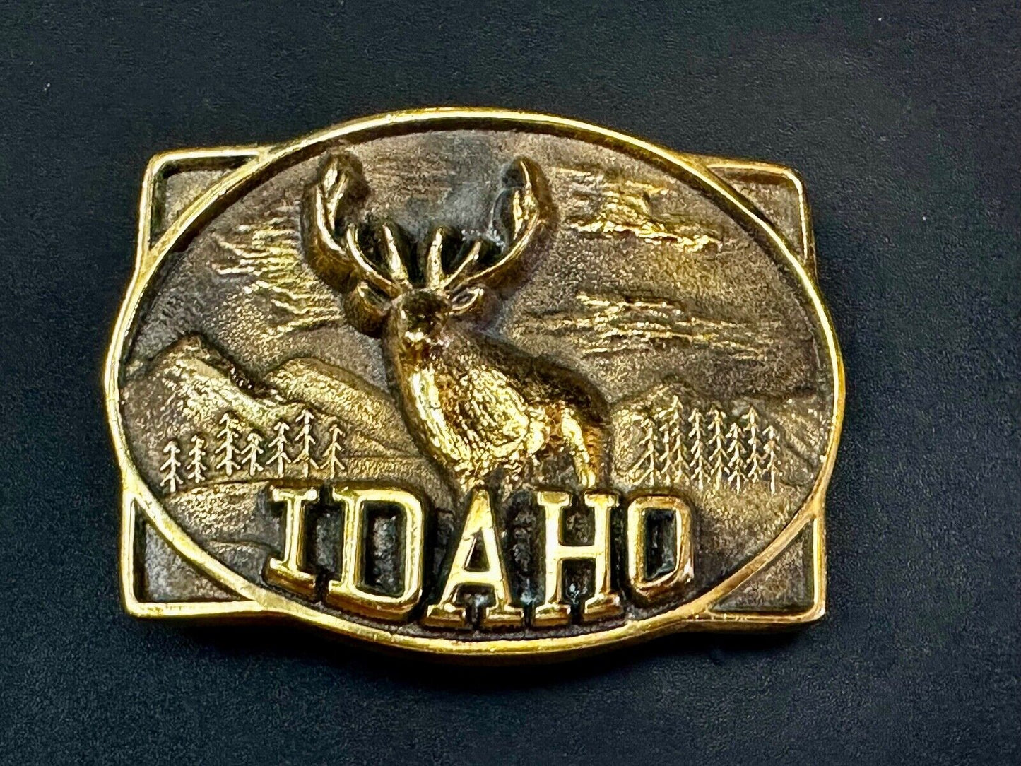 The State of Idaho - Deer Hunting Vintage Solid Brass Heritage Mint Belt Buckle